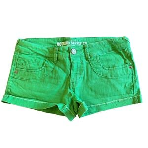 Mossimo Supply Co Green Denim Shorts Womens Size 7 Fit 6 Frayed Hem Stretch